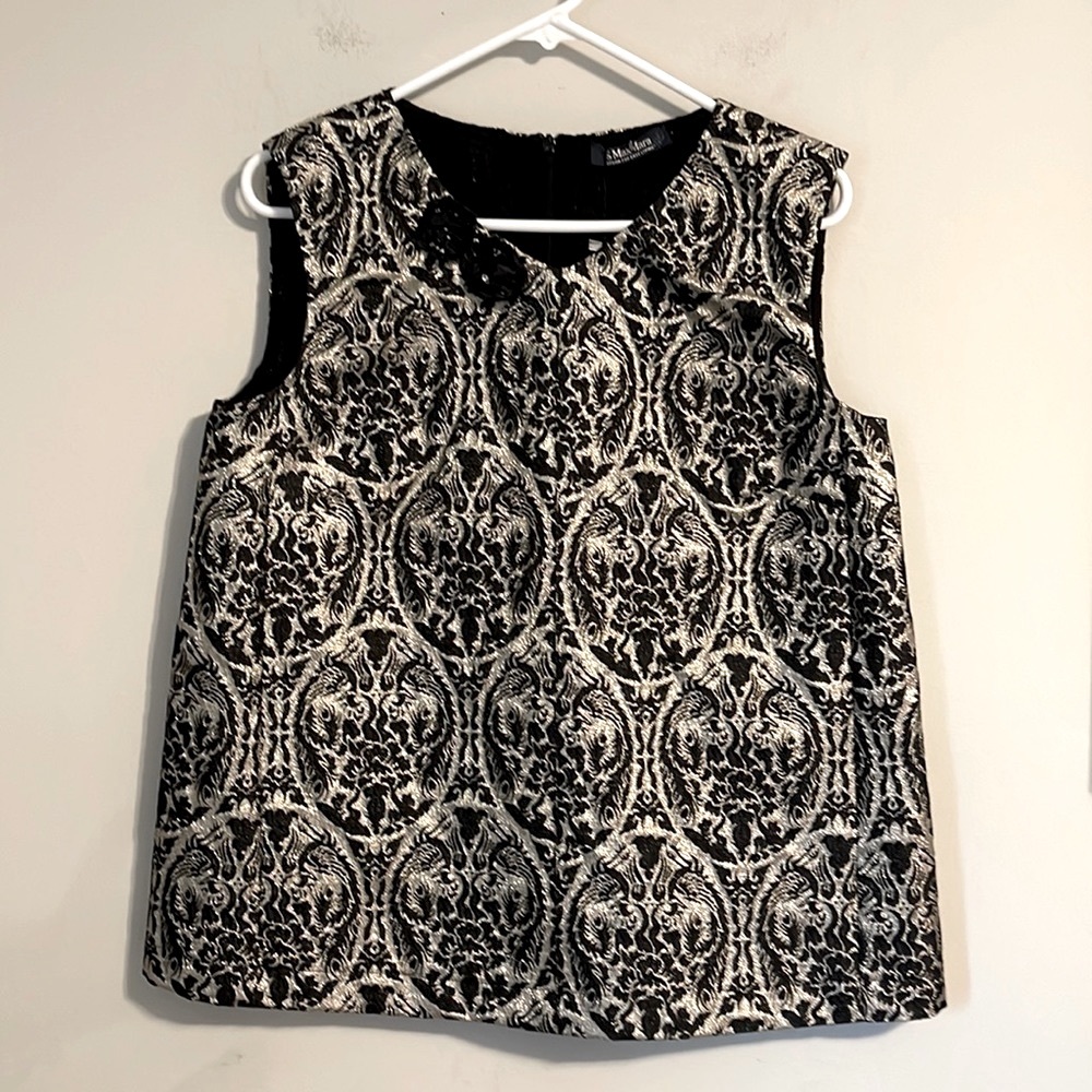 Max Mara gold and black sleeveless dressy top size 6